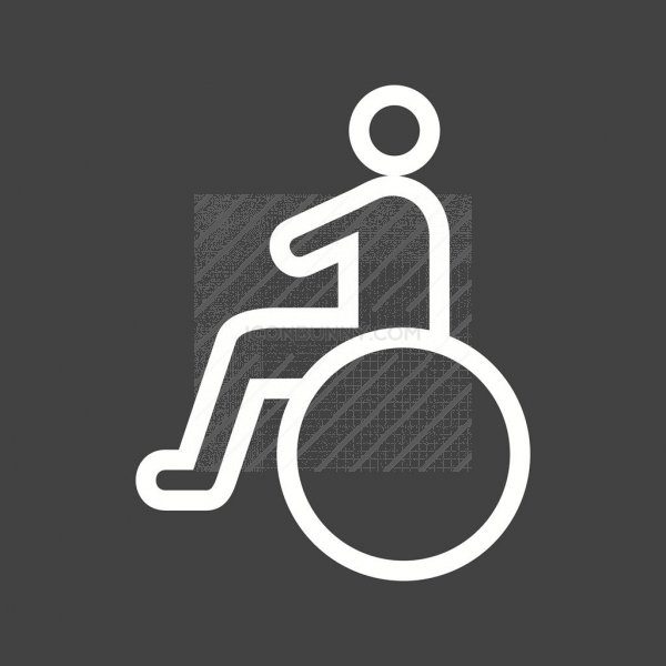 600x600 Sitting On Wheelchair Line Inverted Icon