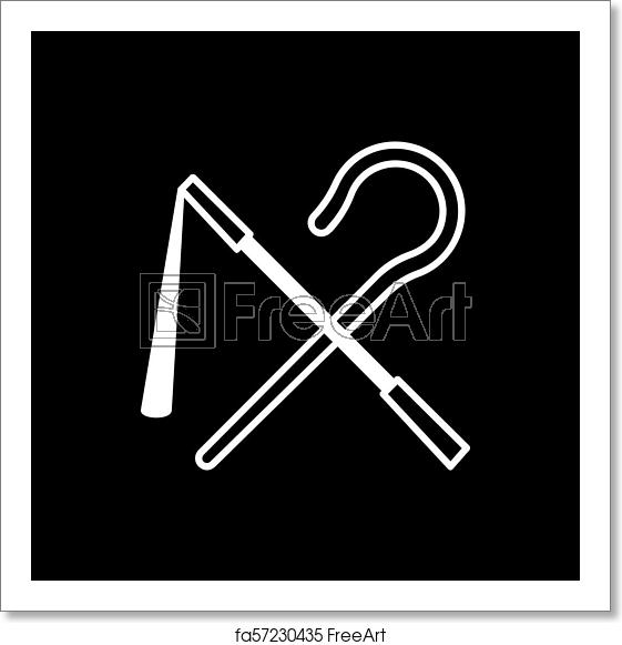 561x581 Free Art Print Of Egyptian Rod And Whip Icon, Silhouette Style