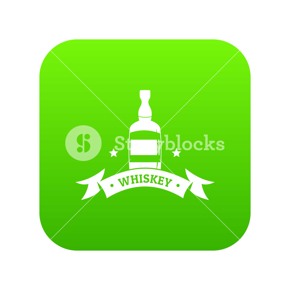 1000x1000 Whiskey Icon Green Vector Isolated On White Background Royalty