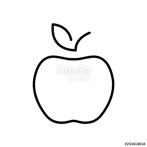 500x500 Flat Line Monochrome Apple Icon For Web Sites And Apps Minimal