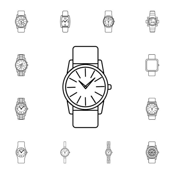 600x600 Classic Analog Men Wrist Watch Line Icon Clock Icon Premium