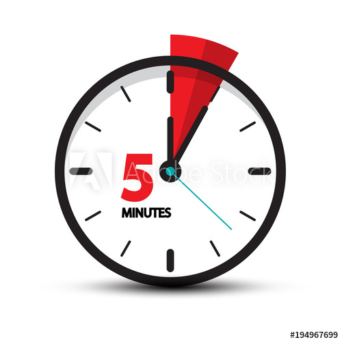 500x500 Five Minutes Clock Icon Isolated On White Background Minutes