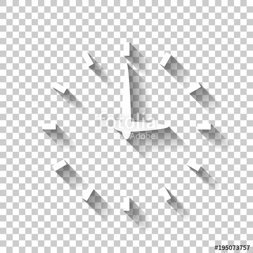 500x500 Simple Icon Of Clock White Icon With Shadow On Transparent
