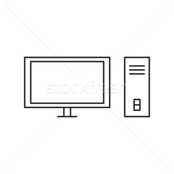 600x600 Outline Computer Icon Isolated On White Background Vector