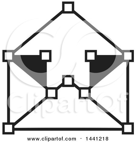 450x470 Clipart Of A Black And White Envelope Icon