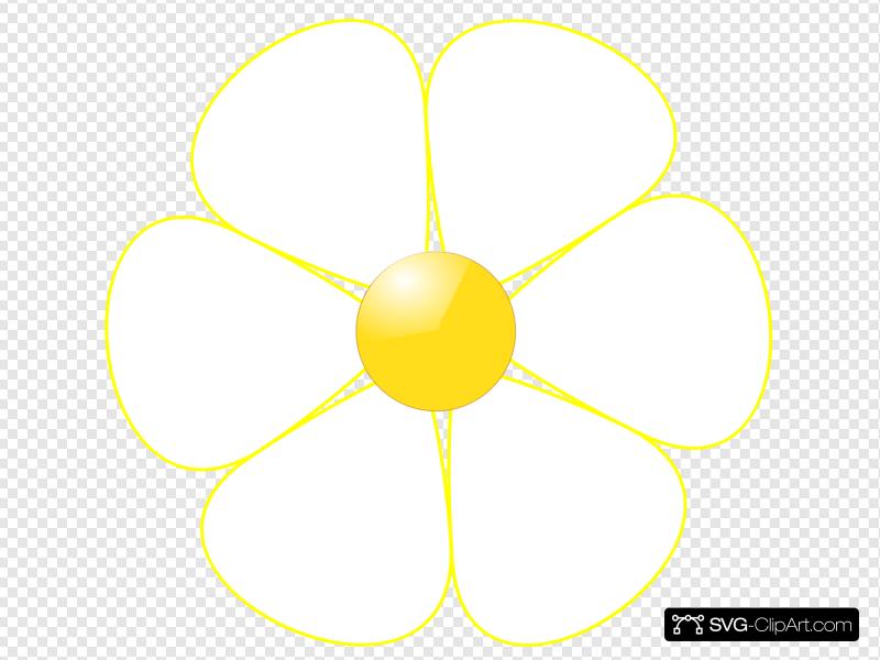 800x600 White Flower Yellow Middle Clip Art, Icon