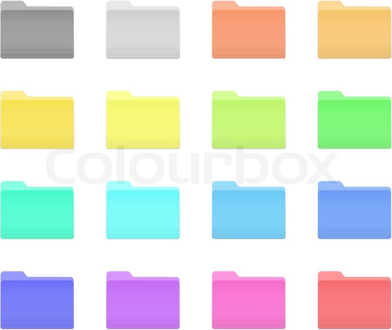 800x674 Colorful Bright Folder Icons Set In Os Stock Vector Colourbox
