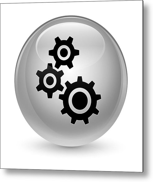 493x587 Gears Icon Glassy White Round Button Metal Print