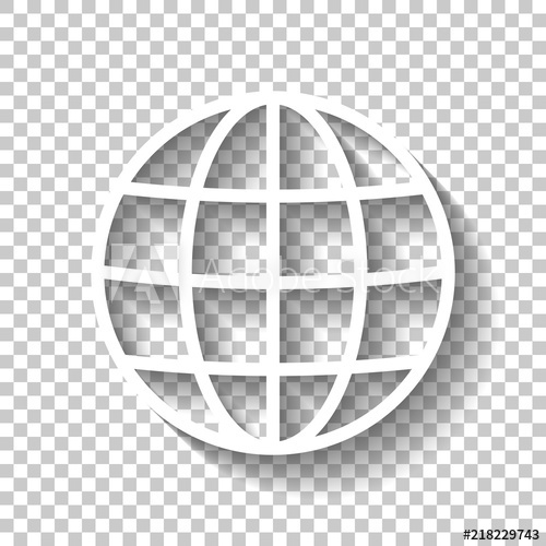 Simple Globe Icon Linear, Thin Outline White Icon With Shadow 500x500 Simple Globe Icon Linear, Thin Outline White Icon With Shadow