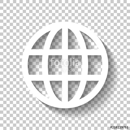 Simple Globe Icon Linear White Icon With Shadow On Transparent 500x500 Simple Globe Icon Linear White Icon With Shadow On Transparent