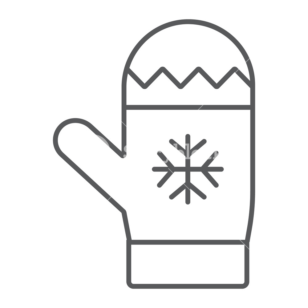 1000x1000 Mitten Thin Line Icon, Winter And Clothes, Glove Sign, Vector