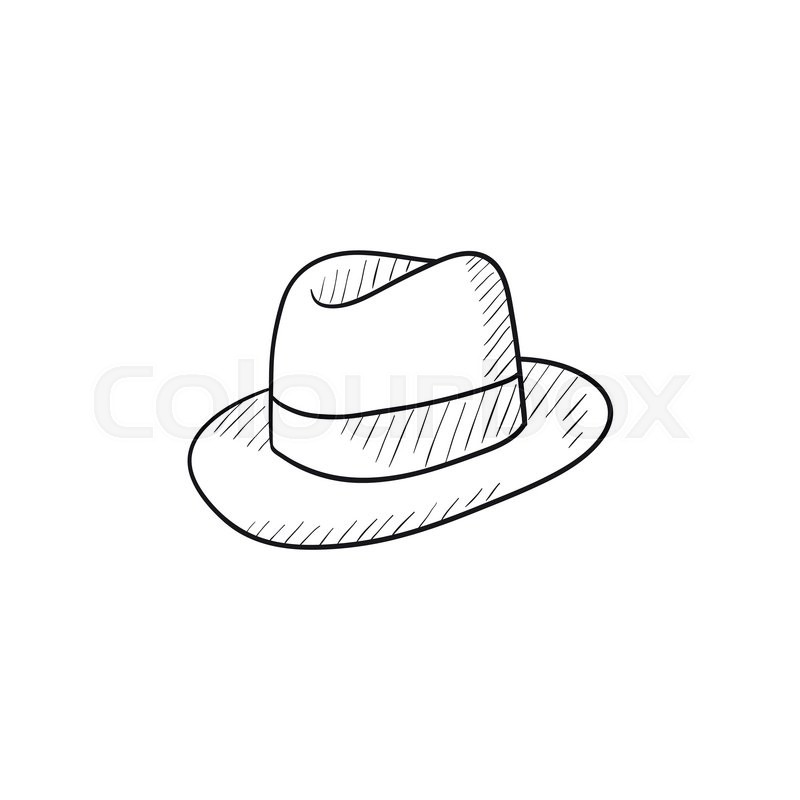 800x800 Fedora Hat Sketch Icon For Web, Mobile Stock Vector Colourbox