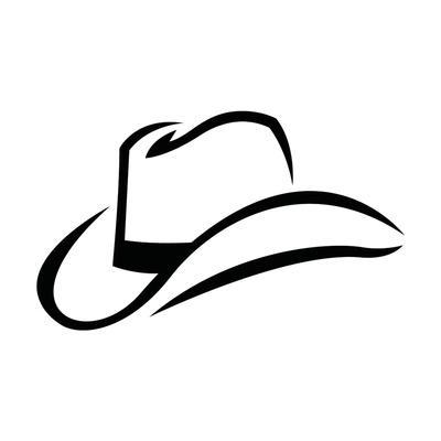400x400 Western Cowboy Hat In Black Stylized Brush Marks Vector Icon Art