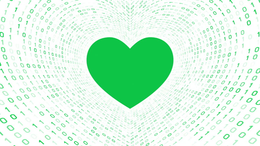 Heart Icon Form Green Binary Tunnel On White 852x480 Heart Icon Form Green Binary Tunnel On White
