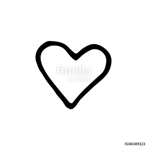 Cute Cartoon Hand Drawn Heart Icon Sweet Vector Black And White 500x500 Cute Cartoon Hand Drawn Heart Icon Sweet Vector Black And White