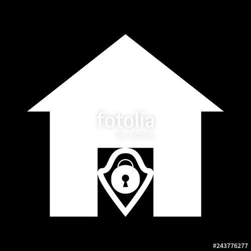 Vector White House Icon With Shield And Door Lock Stock Image 500x500 Vector White House Icon With Shield And Door Lock Stock Image
