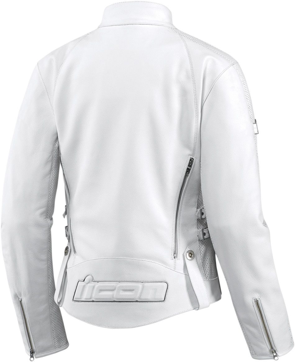 950x1168 Icon Womens Hella Leather Motorcycle Jacket White Hello, Moto