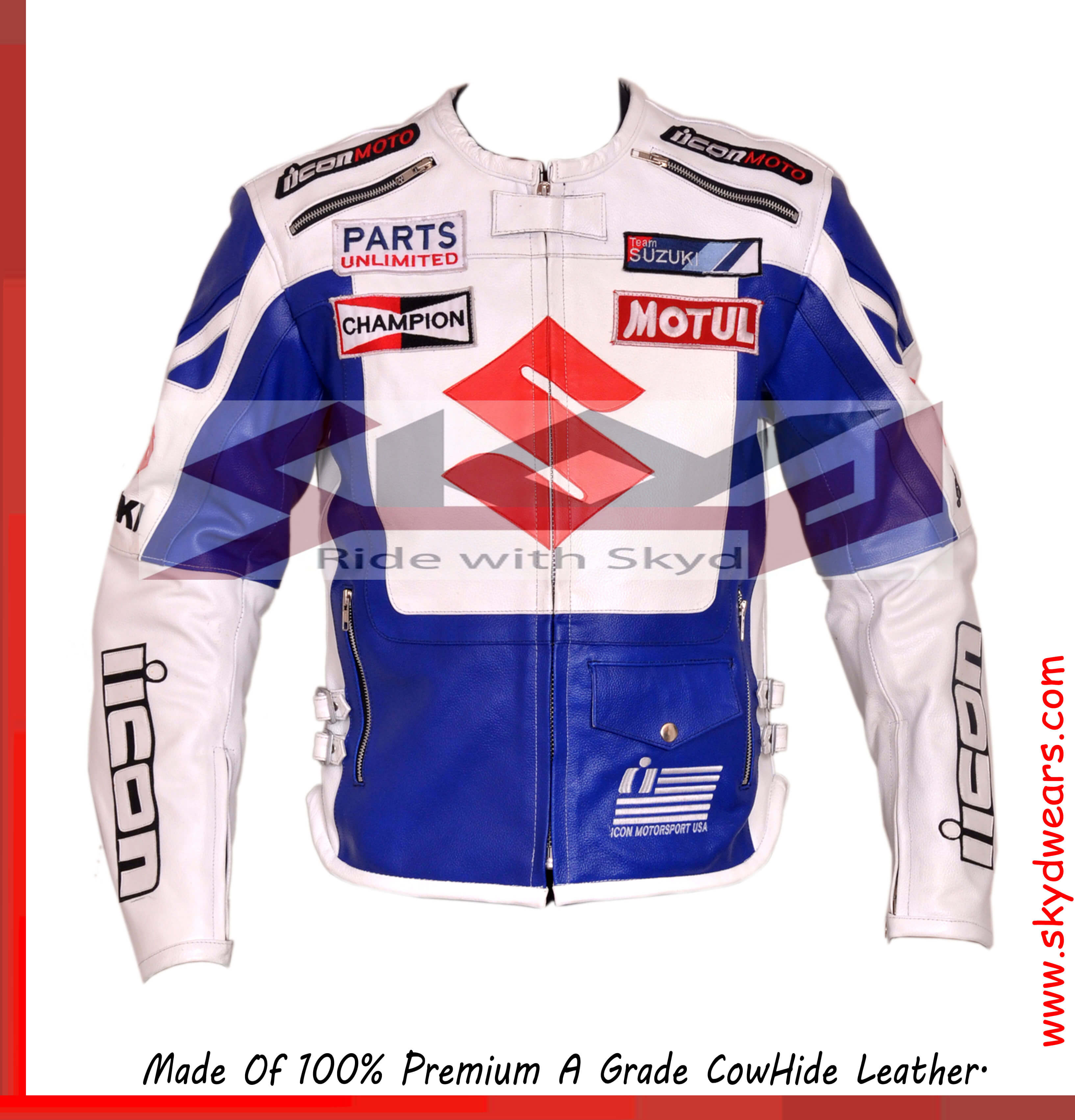 3268x3404 Suzuki Icon White Motorbike Leather Jacket