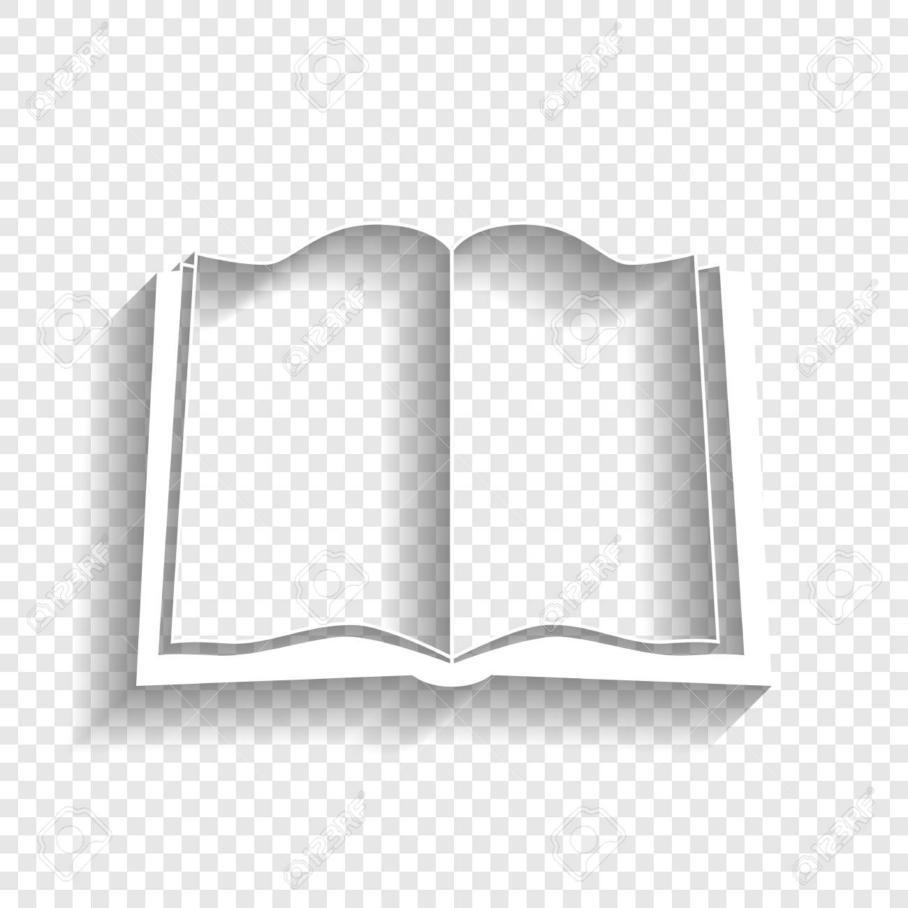 1300x1300 Book Sign Vector White Icon With Soft Shadow On Transparent