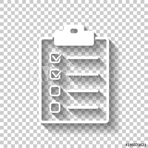 500x500 Checklist Icon White Icon With Shadow On Transparent Background