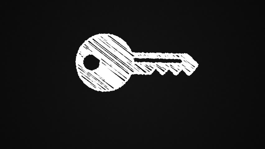 852x480 Key Icon Painted With Chalk Stock Footage Video