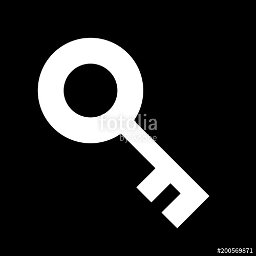500x500 Simple, Small, Flat, White Key Icon Isolated On Black Stock