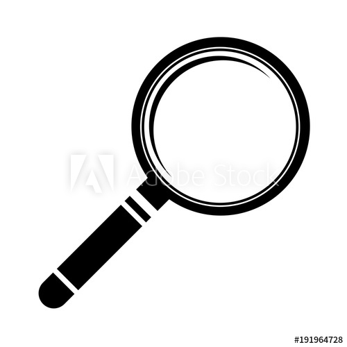 500x500 Simple, Black And White Magnifying Glass Icon