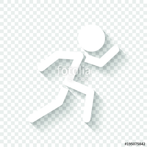 500x500 Running Man Simple Icon White Icon With Shadow On Transparent