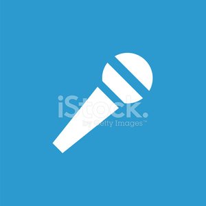 300x300 Microphone Icon, White On The Blue Background Premium Clipart