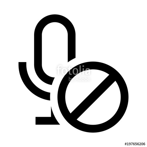 500x500 Simple, Flat, Black Mute Microphone Icon No Fill, Isolated