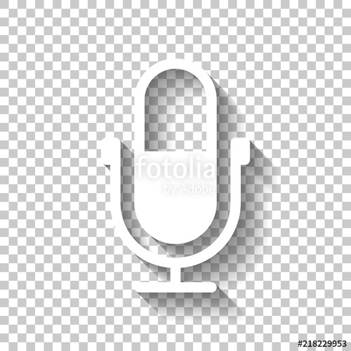 500x500 Simple Microphone Icon White Icon With Shadow On Transparent Ba
