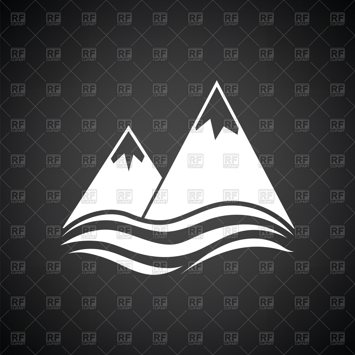 1200x1200 Mountains Icon On Black Background Vector Image Of Icons