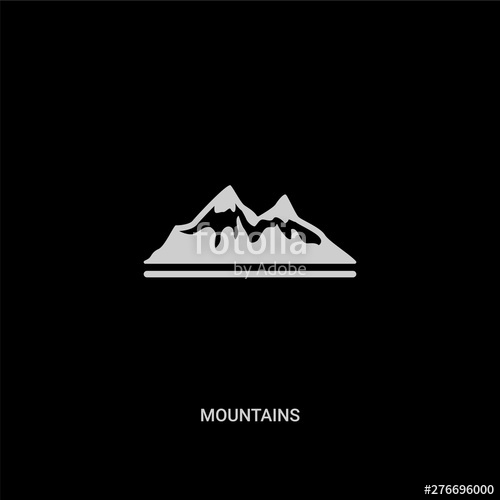 500x500 White Mountains Vector Icon On Black Background Modern Flat