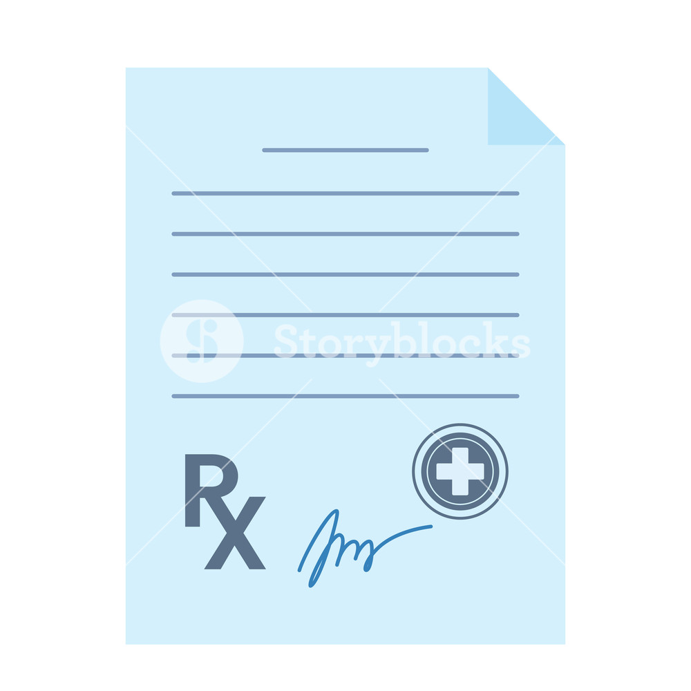 1000x1000 Blank Paper Doctor's Prescription Icon In Flat Style Isolated