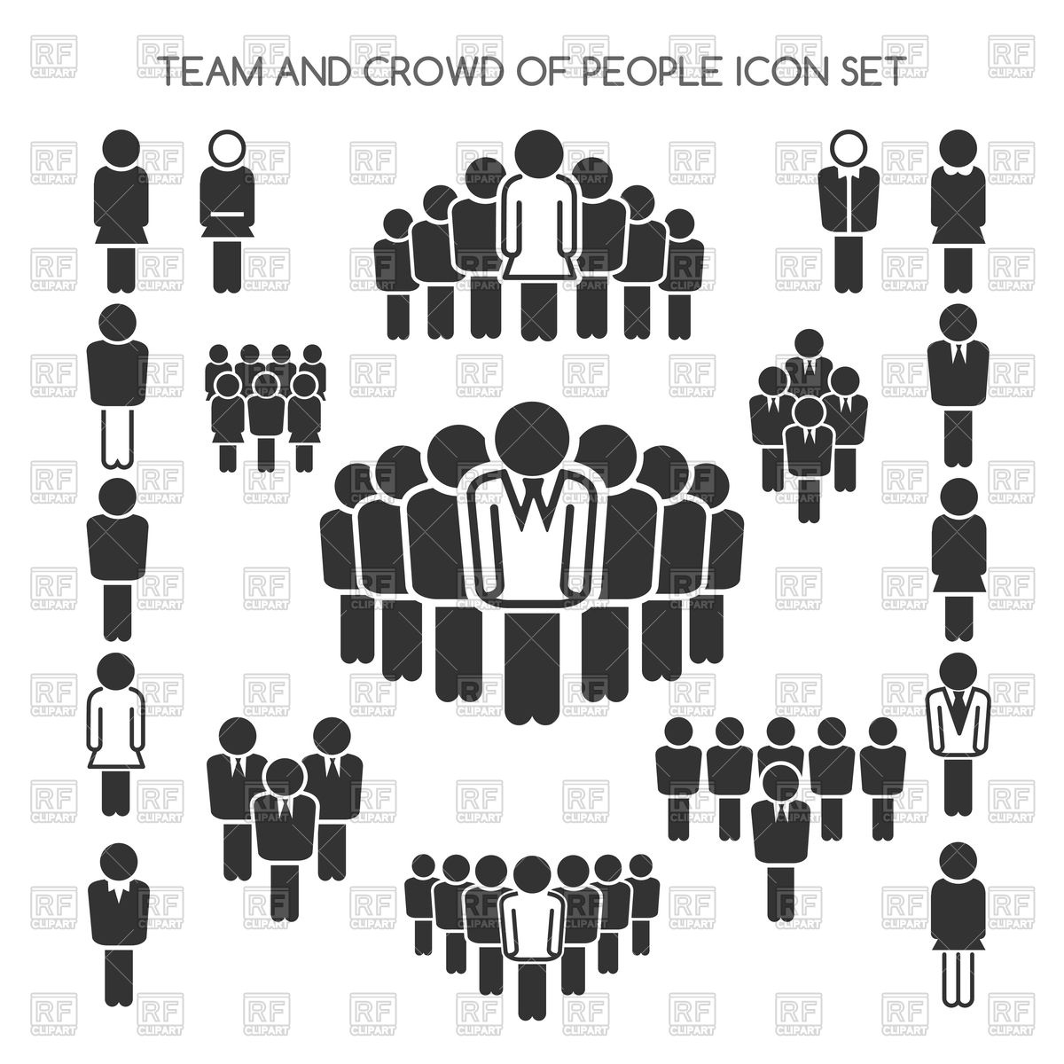 1200x1200 Team And Crowd Of People And Single Person Icons Set Isolated