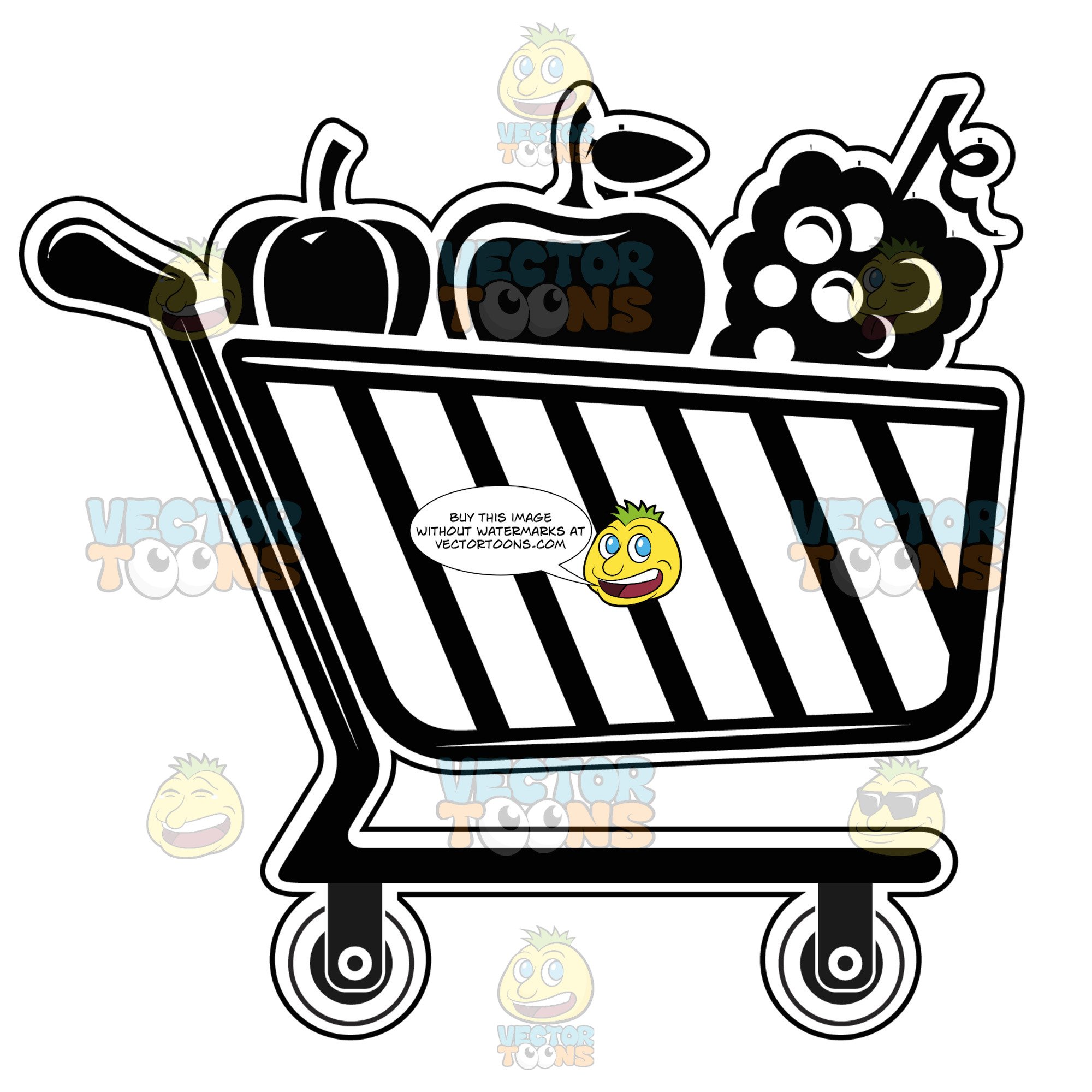 2000x2000 Shopping Cart Buggy With Fruits And Vegetables Inside Black