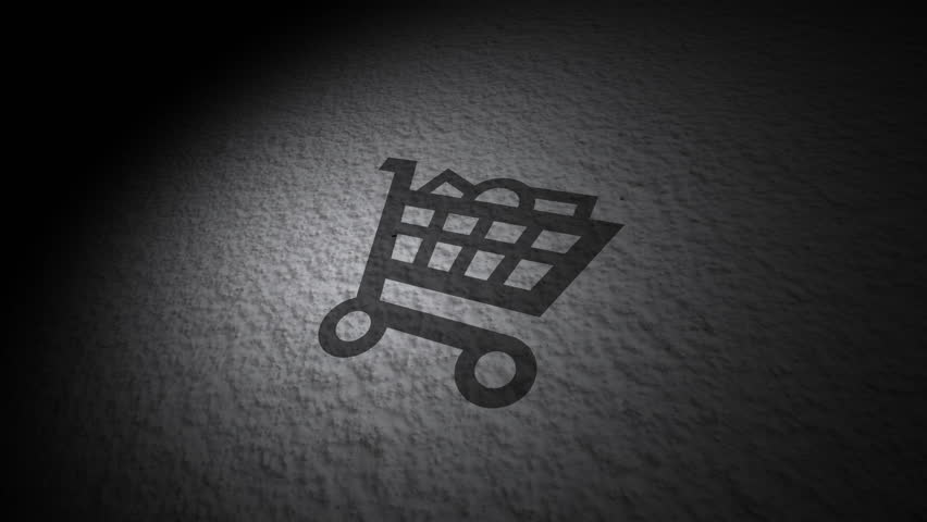 852x480 Shopping Cart Icon Light Spotted On The White Wall