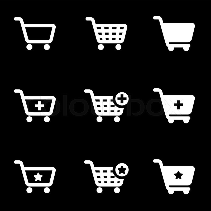 800x800 Vector White Shopping Cart Icon Set Stock Vector Colourbox
