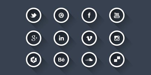 500x250 White Transparent Social Media Icons