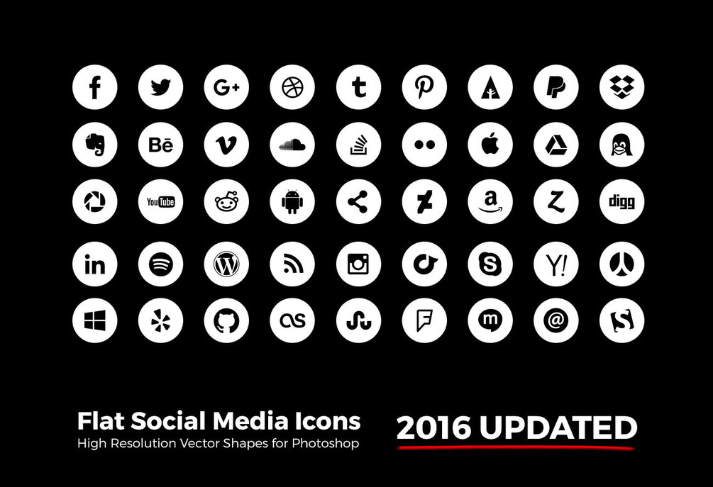 Simple Flat Social Media Icons Photoshop White Circle 1005x687 Simple Flat Social Media Icons Photoshop White Circle