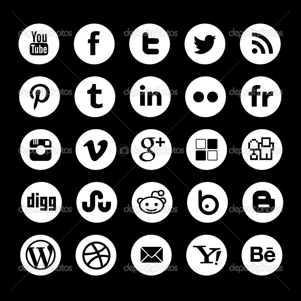Social Media Icons Vector Black And White Images 1024x1024 Social Media Icons Vector Black And White Images