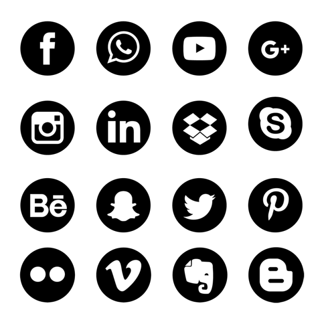 640x640 Social Media Icons Set Network Background Share, Like, Comment