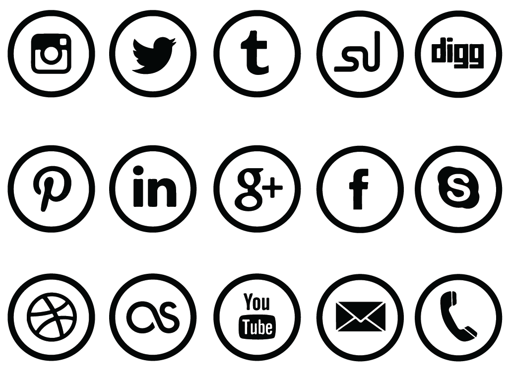 Social Media Logos PNG White