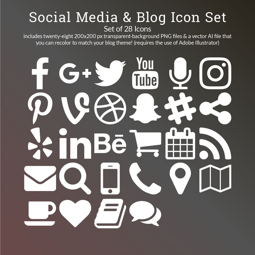 Social Media Blog Icons 1005x1004 Social Media Blog Icons