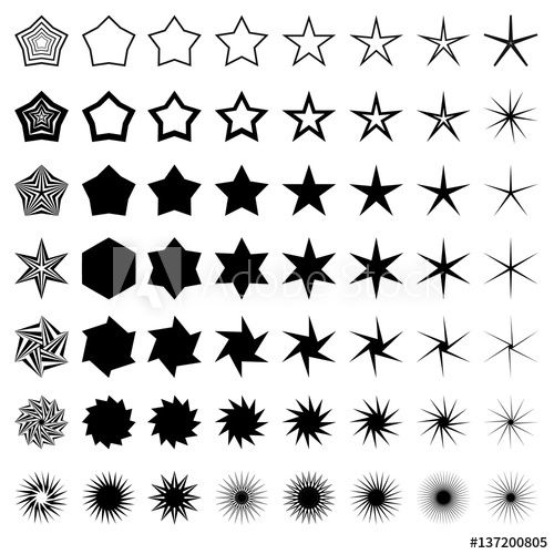 500x500 Vector Star Icons Set Concept Rating, Success, Awards Collection