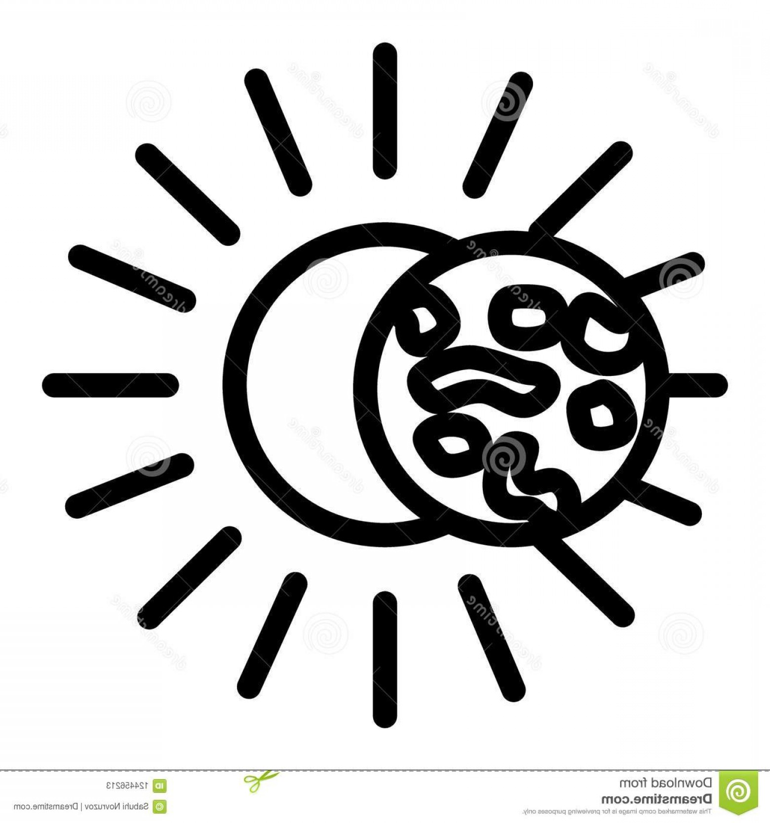 1560x1668 Solar Eclipse Line Icon Total Eclipse Vector Illustration Isolated