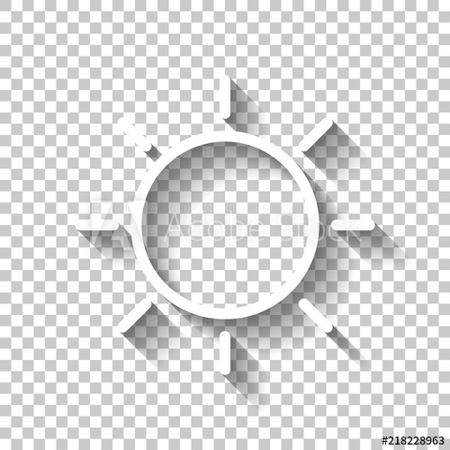 500x500 Sun Icon Linear, Thin Outline White Icon With Shadow On Transp