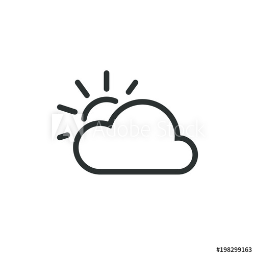 500x500 Black And White Sun Icon Behind The Cloud