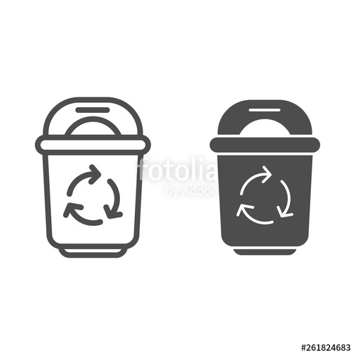 500x500 Recycle Garbage Line And Glyph Icon Bin With Recycle Symbol
