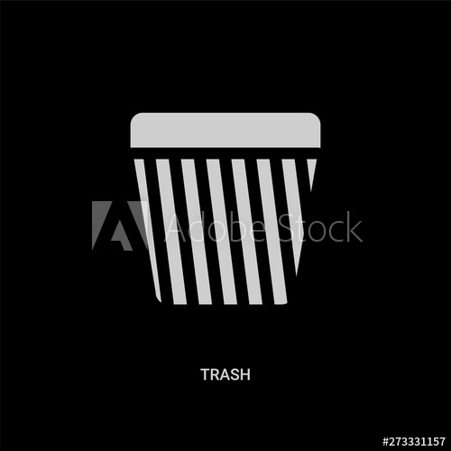 500x500 White Trash Vector Icon On Black Background Modern Flat Trash